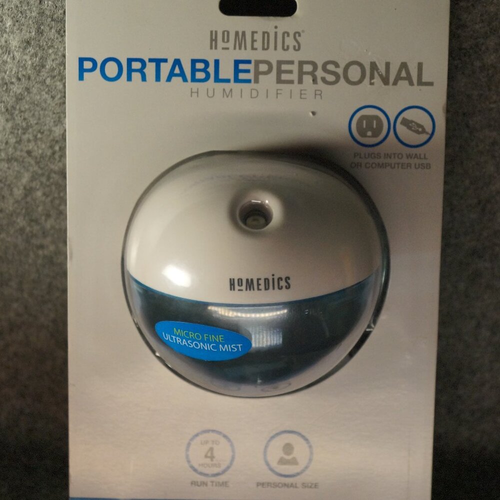 HoMedics Personal Portable Humidifier USB or Wall Plug 4Hr Runtime NEW